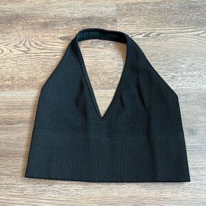 Gilly Hicks Black Halter Neck Ribbed Top